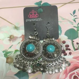 Turquoise dangle silver earrings